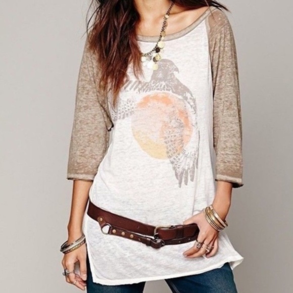 Free People Tops - Free People / We The Free | Bandit Raglan Eagle Baseball Tee Shirt Small